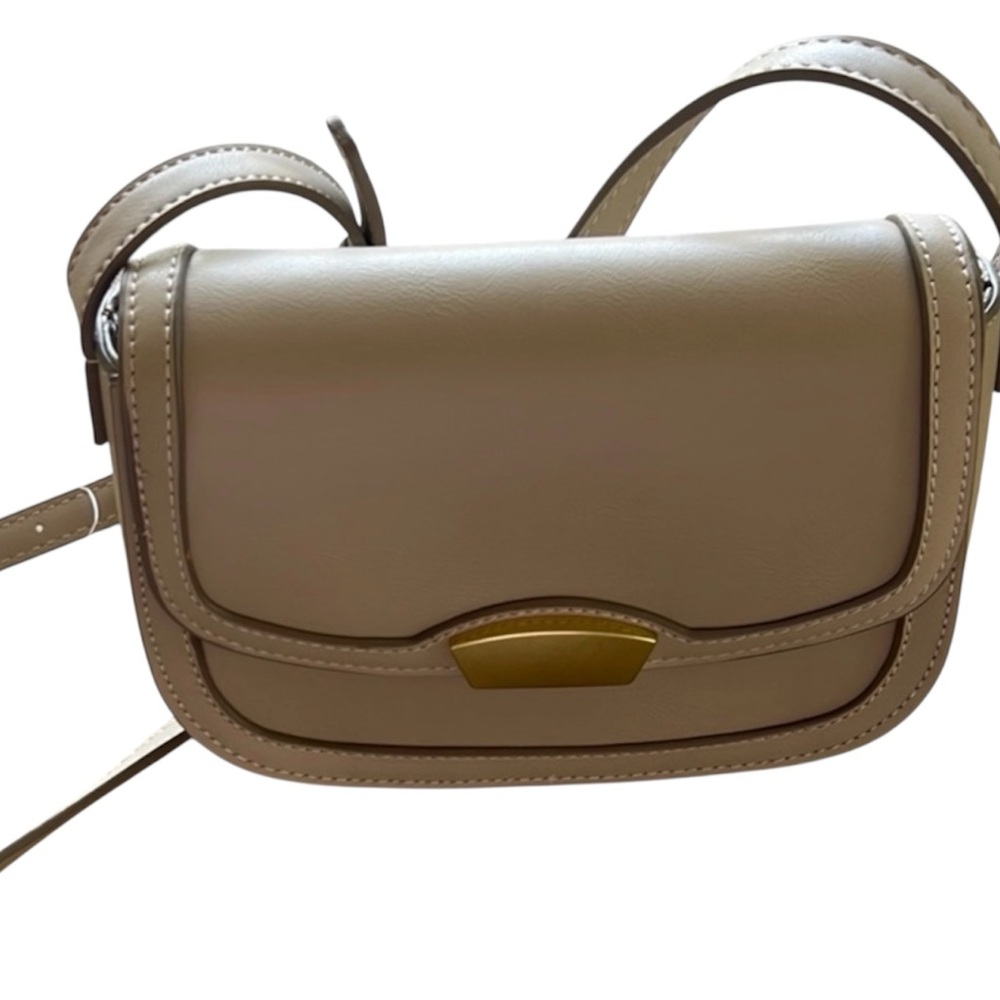 NEW Mango Taupe and gold crossbody Bag